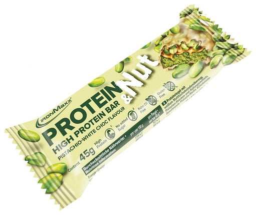 Produktbild von Ironmaxx Protein&Nuts Bar 24x45g Pistachio-White Choc